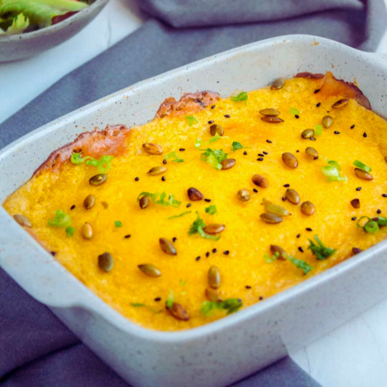 Escondidinho vegano de abóbora com lentilha